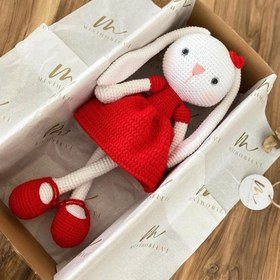Resim Amigurumi Uzun Kulak Tavşan - Kırmızı 