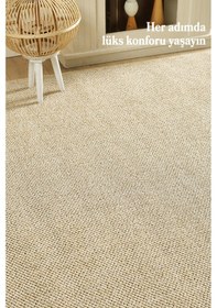 Resim Modern Halı Sisal Bukleli Halı Bej Halı Salon Halısı Oturma Odası Halısı Yuvarlak Halı Bej 