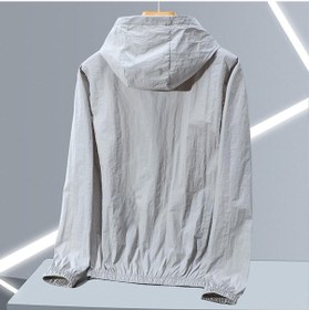 Resim Gri Yaz Erkek Rüzgarlık Büyük Boy Güneş Koruyucu Giysi Kore Tarzı Ultra-ince Streetweet Fermuar Kapüşonlu Ceketler Adam Gri 