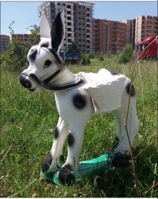 Resim M3 Semerli Heybeli Saksılı Merkep Iç Dış Mekan 50Cm Heykeli Siyah - Beyaz 