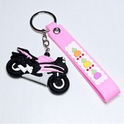 Resim ÜNSA Anahtar Anahtarlık Aksessuar 3D Silikon Anahtarlık Motosiklet Figür-Pembe 