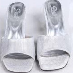 Resim Biçomi Luart Gümüş Simli Topuklu Terlik Çok Renkli 