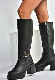 Resim Fox Shoes V726454109 Siyah Kalın Topuklu Klasik Kadın Çizme 