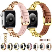 Resim iOS Uyumlu Watch Se 40mm Zincir Deri İzle Band, Boyut: S 