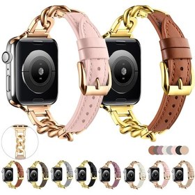 Resim iOS Uyumlu Watch Se 40mm Zincir Deri İzle Band, Boyut: S 