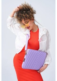 Resim Omuz Askılı Notebook Çanta Tablet Laptop Kılıfı 13"-14" V Model Deri Lila 