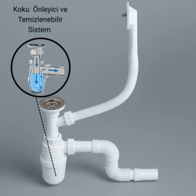 Resim DESIPHON Lavabo Sifonu, 304 Paslanmaz Çelik, Yandan Taşmalı, Körüklü, Esnek Bağlantılı, Koku Önleyici 