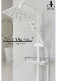 Resim Beyaz Renk Geniş Şampuanlıklı Lüks Robot Duş Seti Beyaz 