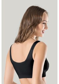 Resim Kadın Siyah Kalın Askılı Çıkarılabilir Pedli Örme Seamless Dikişsiz Basic Büstiyer Çok Renkli 