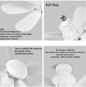 Resim Tavan Vantilatör Kumandalı Sessiz 6 Kanatlı Işıklı E27 Duy Modern Led Aydınlatma Yeni Nesil 