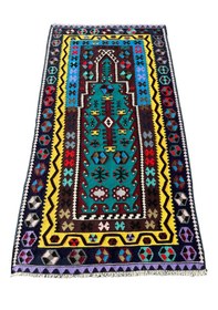 Resim El Dokuma Sıfır Kilim Seccade 100x190 Renkli %100 Kilim 