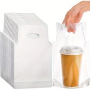 Resim 100/200 adet Beyaz Şeffaf Tek Kullanımlık Paketleme Çantaları - Dayanıklı PE Malzeme, Kahve, İçecekler & Meyve Suları için Mükemmel - Taşınabilir & Yüksek Kaliteli Ambalaj, Kolay Taşıma Sapı ile 