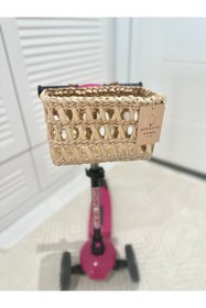 Resim AFRALYAHOME Bisiklet Ön Sepet Scooter Sepeti Bisiklet Sepeti Çok Amaçlı Deri Kulplu Sepet Globber scooter Sepet 