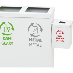 Resim abencelik 4'lü Metal Sıfır Atık Kutusu Geri Dönüşüm Çöp Kovası + Pil Kutusu 