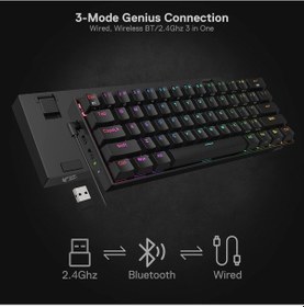 Resim Redragon K530 Pro Draconic%60 Bt Türkçe Q Klavye/kablolu / 2,4 Gh 