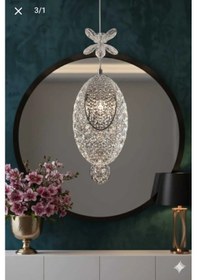 Resim Bohem Aydınlatma Hilal Desen Sarkıt Modern 3 Renk Led Beyaz Sarı Günışığı Antre/hol Avizesi Krom 