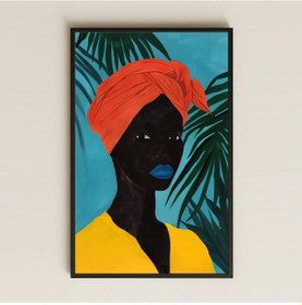 Resim Minimal Tropikal Afro Kadın Portresi Şeffaf Pleksi Tablo 