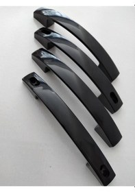 Resim Siyah Duşakabin Kulp Seti 2 İç 2 Dış Çift Kapak Kulbu Takımı 