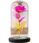 Resim Reedark Romantik Led Gül Dekorasyonu - Renkli Işıklı Cam Gül Hediyesi Sevgililer Günü, Doğum Günü İçin Çok Renkli 