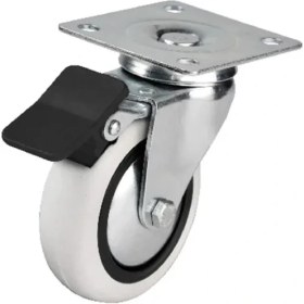 Resim 353 - 75X25 mm Pvc Makaralı Tablalı Frenli Teker 4 Adet 