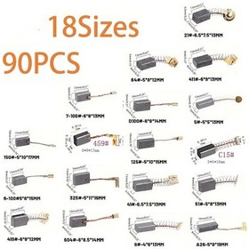 Resim Xindoker 90 Adet Elektrikli Alet Karbon Fırçası - 18 Farklı Boyut Her Birinden 5 Adet - Delikli Matkap, Açı Taşlama, Daire Testere Vb. Elektrikli Aletlerin Tamiri Ve Değiştirme Parçaları 