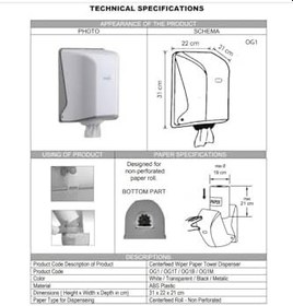 Resim Og1b Içten Çekmeli Kağıt Havlu Dispenseri Aparatı Siyah 
