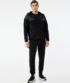 Resim Koton Fermuarlı Cepli Straight Fit Beli Bağcıklı Jogger Spor Eşofman Altı Siyah 6wam40029nk Siyah 