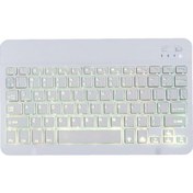 Resim 78 Tuşlar 10 İnç Rgb Renkli Arkadan Aydınlatmalı Bluetooth Klavye Cep Telefonu / Tablet İçin Beyaz 