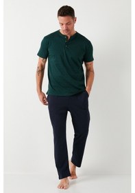Resim Buratti Pamuklu Beli Lastikli Regular Fit Kısa Kollu Erkek Pijama Takımı 6572009 Yeşil 