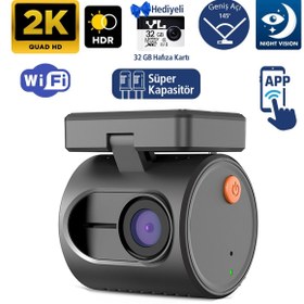 Resim Kawa Mini 3 Gen2 2k 1296P Wifi 145° Geniş Açı Gece Görüşlü 32GB Hafıza Kartlı Akıllı Araç Kamerası 