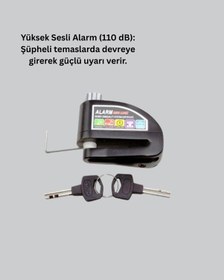Resim Mey İthalat 110 Db Alarm Disk Kilidi Motosiklet Scooter Bisiklet Güvenlik 