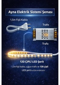 Resim Digital Hayat Amber Led Işıklı Kare Ayna Dekoratif Banyo Makyaj Aynası Koyu Sarı Koyu Sarı 