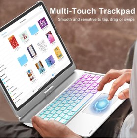 Resim UnDePlus iPad Pro 11inç M4/M5 Kılıf Kablosuz Dönebilen Klavyeli Case Keyboard 2024/2025 Uyumlu Gümüş 