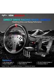 Resim pxn VD4 Direct Drive Sim Racing Seti 4Nm – W AS Direksiyon, PD HM Pedal, Masa Kelepçeli, PC Uyumlu 