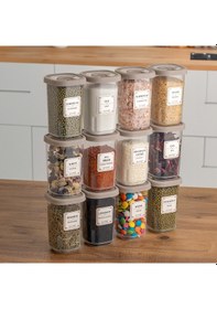 Resim Porsima 1061 Döner Kapaklı Baharatlık Seti 12'li 350 CC Cappuccino 