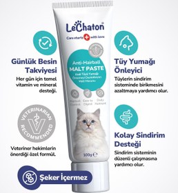 Resim LeChaton Pet Care Kedi Tüy Yumağı Önleyici Malt Kedi Tüyü Döküm Dökülmesi Önleyici Engelleyici Kedi Maltı - 100 gr 