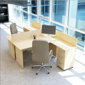 Resim Burovena Vena Nil L Workstation Ikili Çalışma Masa 3 Panelli 294Cm X 16... 