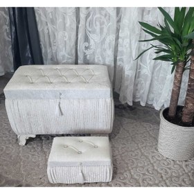 Resim Kırçova Tekstil Şura Çeyiz Sandıkları Kare Pılıseli Ikili Çeyiz Sandığı 