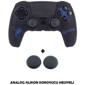 Resim Ps5 Dualsense Futbol Takımı Temalı Koruyucu Silikon Kılıf + Analog Silikon Koruyucu Fiffa Mavi 
