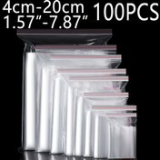 Resim 100 adet plastik fermuarlı torbalar, 1.5" ile 7.5" arası, çift katman kalınlığı 2.36mm/0.06mm, yeniden kullanılabilir kapaklı fermuarlı kilitli hediye çantaları, şeffaf çantalar, mücevher ambalaj çantaları, giysi plastik ambalaj çantaları, vakumlu plastik çantalar, açık yapışkanlı çantalar, çok amaçlı araçlar, tatil hediye paketleme çantaları, depolama çantaları, saklama için uygun 