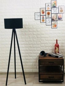 Resim Siyah Kumaş Lambader Yuvarlak 3 Ayaklı Lambader Ly527 