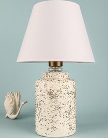 Resim Desenli Handmade Seramik Abajur Beyaz | El Yapımı, Zarif ve Modern Tasarım | A Sınıfı Enerji Verimli | 31–45 cm | E27 Duy Uyumlu | Şık Masa Lambası | Fermoir (YL734) 