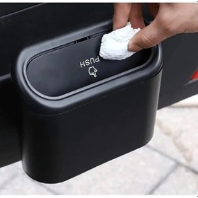Resim Araç İçi Kapaklı Çöp Kutusu Uyumlu -portatif Taşınabilir Kapaklı Çöp Kutusu -ofis Tipi Çöp Kovası 