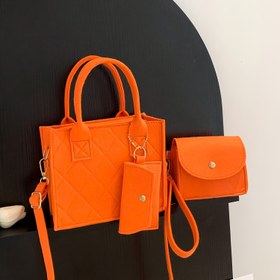 Resim 3'lü Keçe Kabartmalı Kadın Çanta Seti - Şık Omuz Çantası, Eşleşen Cüzdan ve Klasik Küçük Kare Çanta, Günlük Kullanım İçin Moda Kumaş 