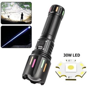 Resim Ps-9954 30w Zoomlu Led Powerbank Özellikli Şarjlı Profesyonel El Feneri Çok Renkli 