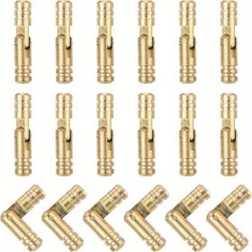 Resim 20 Adet Altın Pirinç Menteşe, Gizli Katlanır Braketler, Hatıra Kutuları ve Dolaplar İçin Uygun, Klasik Metal, Düz Montaj, Parlatılmış Metal Yapı 