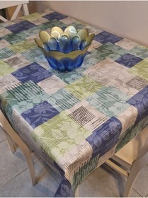 Resim Elyaflı Pvc Muşamba - Desenli Silinebilir Masa Örtüsü Yeşil Fnt1246 Mavi 