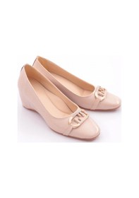 Resim Dgn 24364 Kadin Metal Aksesuarli Dolgu Topuklu Ayakkabi 24364-2428-R0152 Bej 