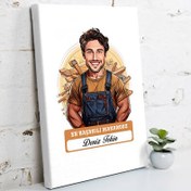 Resim Karikatürlü En İyi Erkek Marangoz Kanvas Tablo 