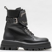 Resim Elle Siyah Deri Kadın Günlük Bot 